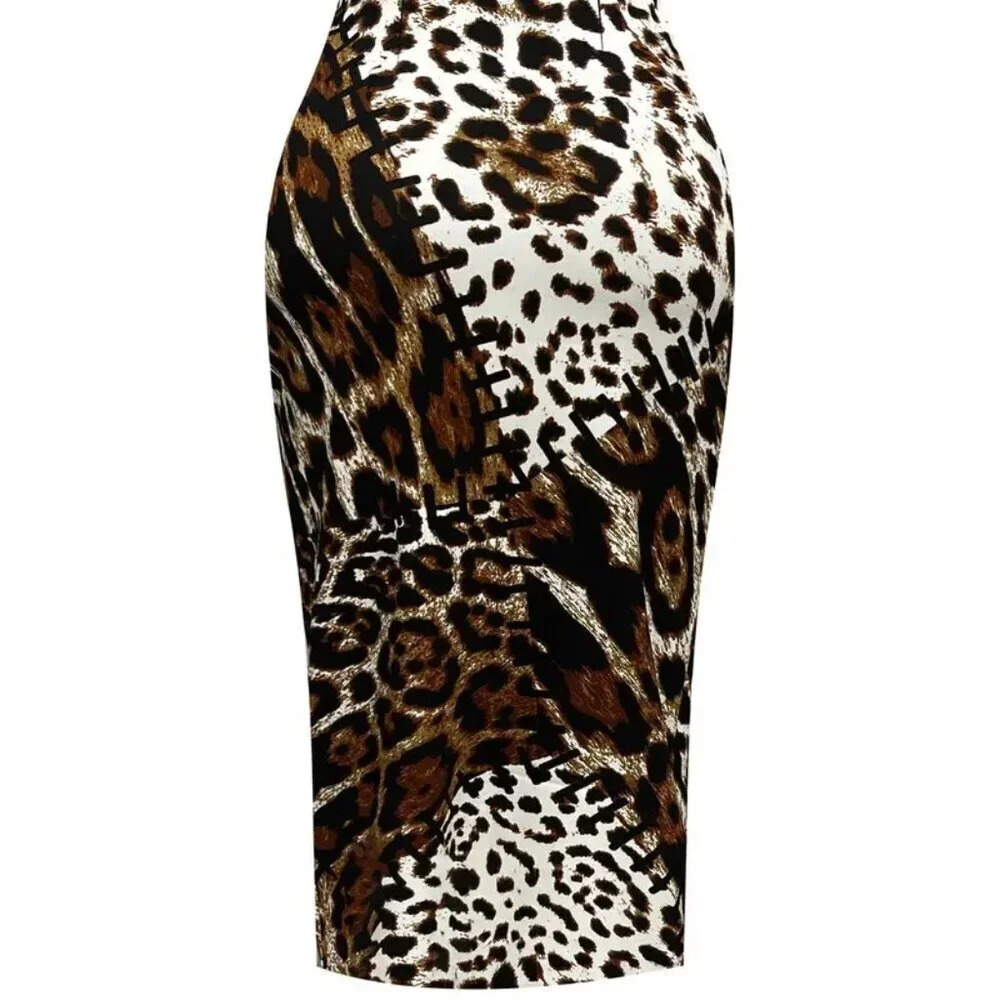 Leopard Pattern Skinny Skirt (Color: Multi Leopard Patterns) - Picture 3 of 5